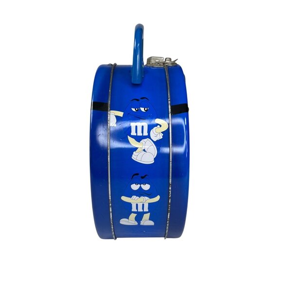 M&Ms Tin Collectible Lunchbox Style Blue Character Handle Metal Clasp - Picture 3 of 7